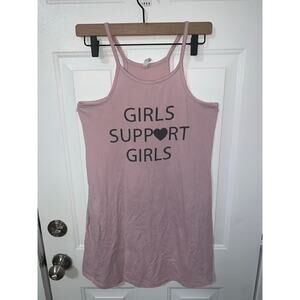 Girls Support Girls Pink Sleeveless Tank Dress Medium